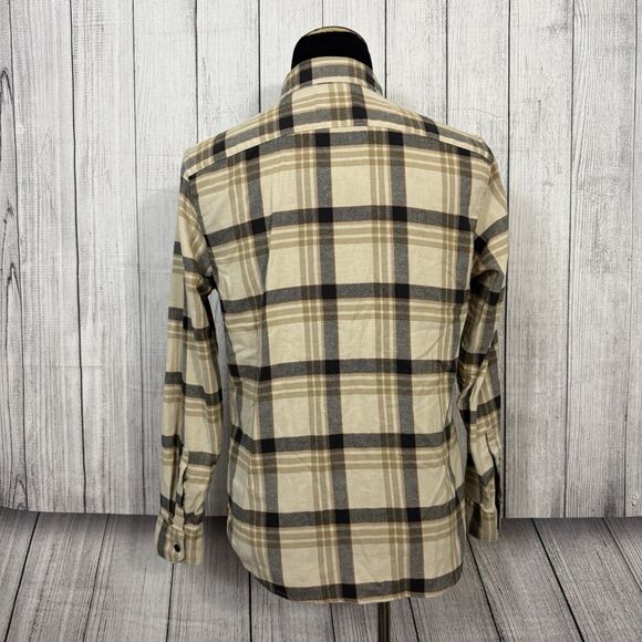 Wrangler Men's Medium Beige Multicolored Button Up Plaid Long Sleeve Shirt - Picture 6 of 10